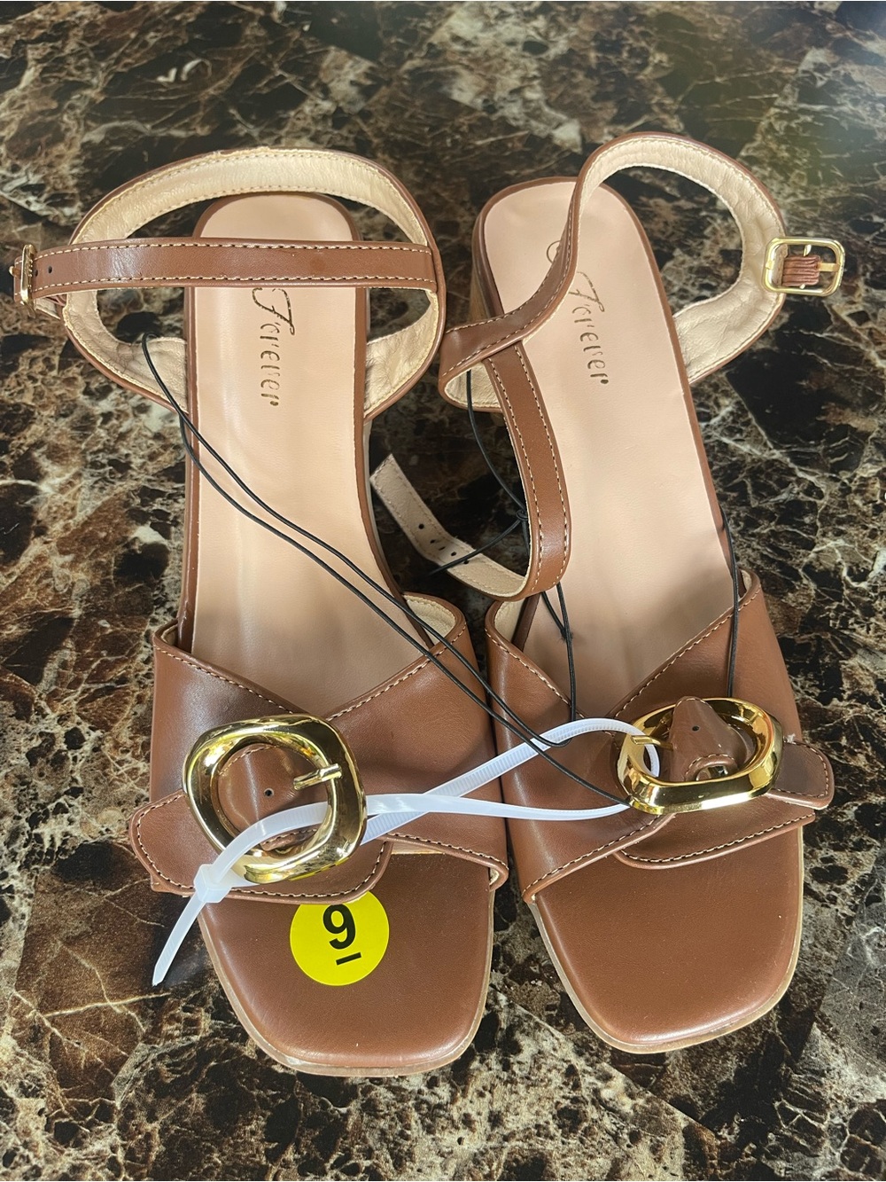 Women’s Brown Leather Buckle Sandals